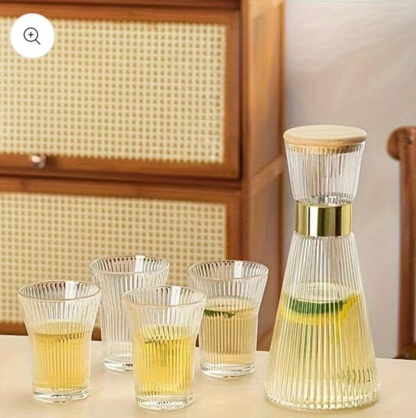 طقم إبريق زجاجي عصري مع 4 كاسات
